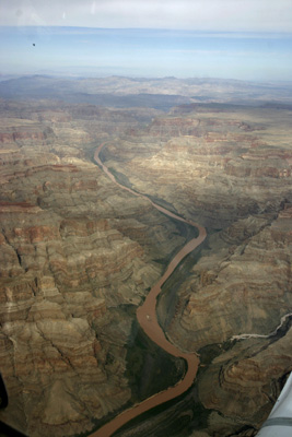 The Colorado river shaping the Grand Canyon