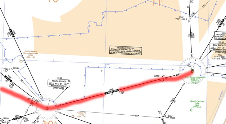 IFR chart south of the Grand Canyon