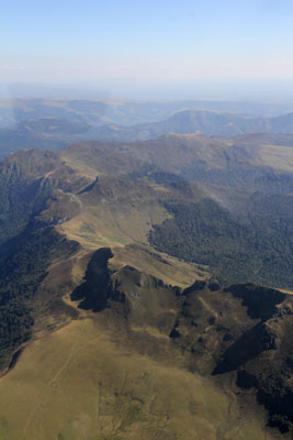 Mountains of le Cantal under left wing
