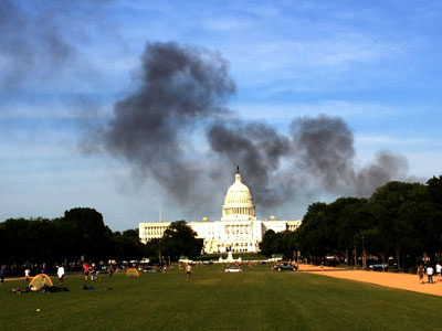 Black smoke over the US Capitol