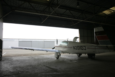 Mooney in hangar