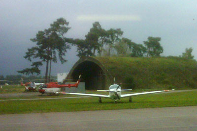 Mooney parked under the passing cold front