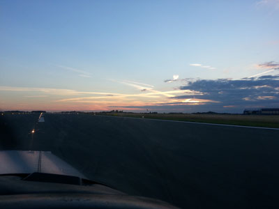 Runway 26 in Lille at night