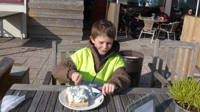 Eating a waffle in Holland